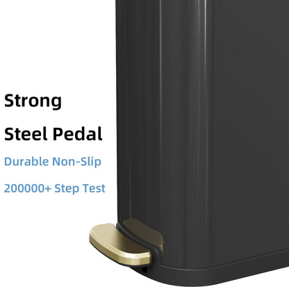 2.6 Gallon Slim Bathroom Trash Can with Soft Close Lid, 10L Stainless Steel Garbage Can with Removable Liner Bucket, for Narrow Spaces,Bathroom, Bedroom (Silver)