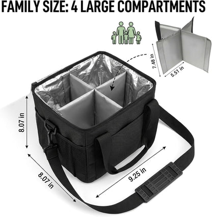 Family Size 4 Compartment Insulated Drink Bag, No-Spill Car Drink Carrier Bag with Adjustable Strap, Multiple Tumbler Carrier Caddy for Iced Coffee, Water Bottles, Teachers (Pink)