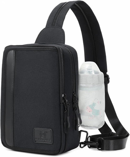 Sling Bag Crossbody Backpack Purse - 2 in 1 Nylon Cross Body Bag Diaper with Wipes Pouch, Water Bottle Pocket