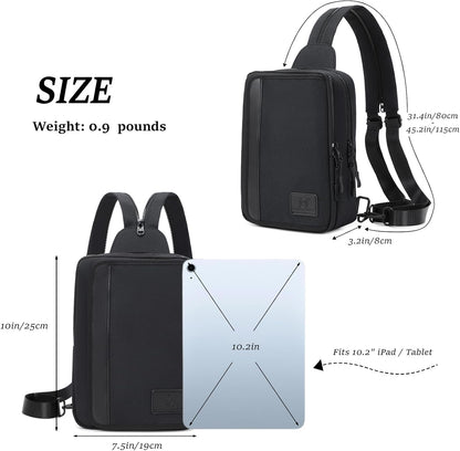Sling Bag Crossbody Backpack Purse - 2 in 1 Nylon Cross Body Bag Diaper with Wipes Pouch, Water Bottle Pocket