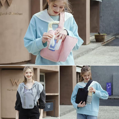 Sling Bag Crossbody Backpack Purse - 2 in 1 Nylon Cross Body Bag Diaper with Wipes Pouch, Water Bottle Pocket