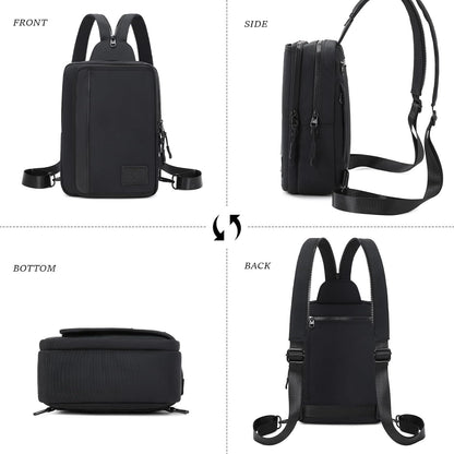 Sling Bag Crossbody Backpack Purse - 2 in 1 Nylon Cross Body Bag Diaper with Wipes Pouch, Water Bottle Pocket