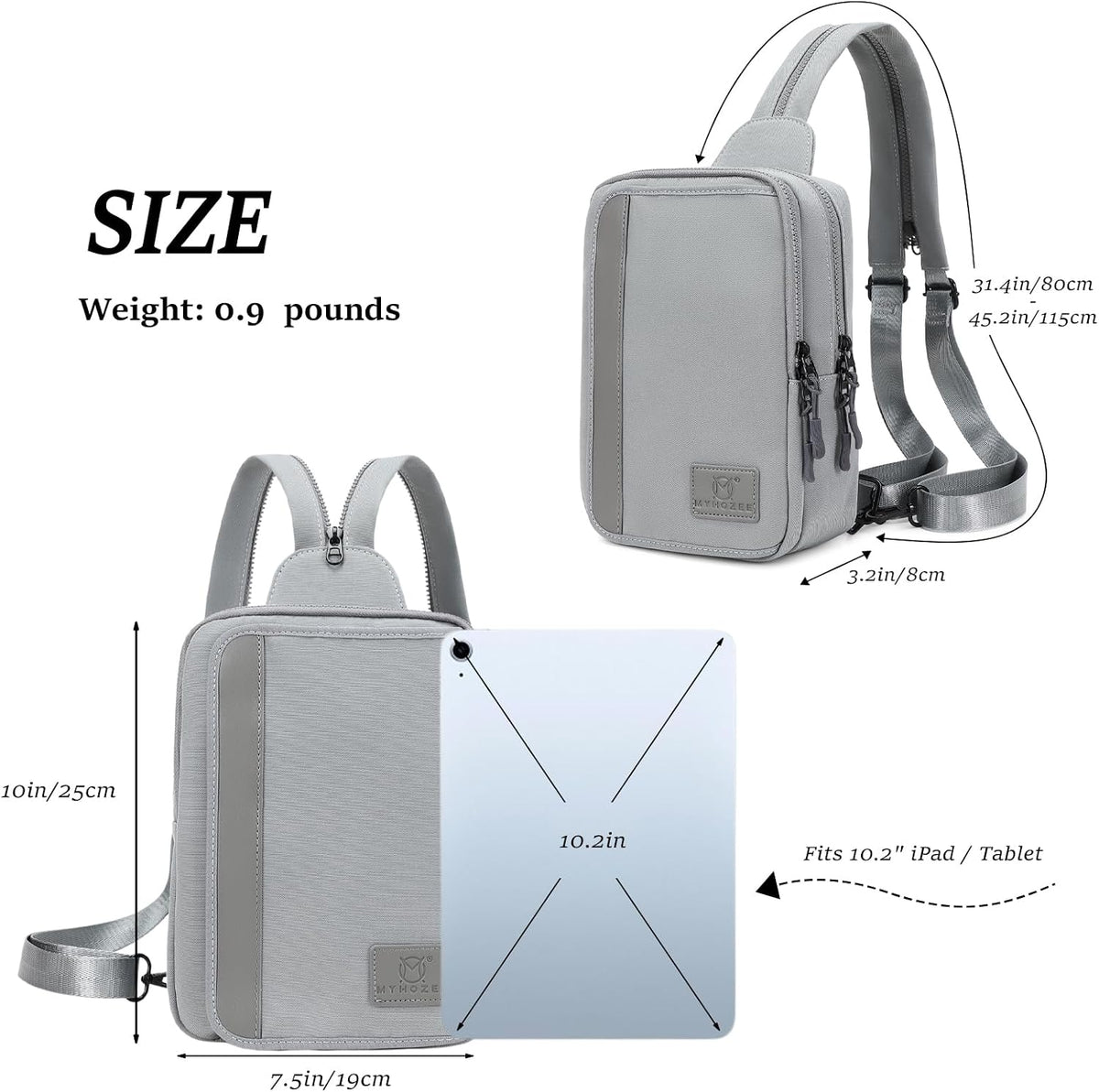 Sling Bag Crossbody Backpack Purse - 2 in 1 Nylon Cross Body Bag Diaper with Wipes Pouch, Water Bottle Pocket
