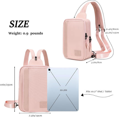 Sling Bag Crossbody Backpack Purse - 2 in 1 Nylon Cross Body Bag Diaper with Wipes Pouch, Water Bottle Pocket