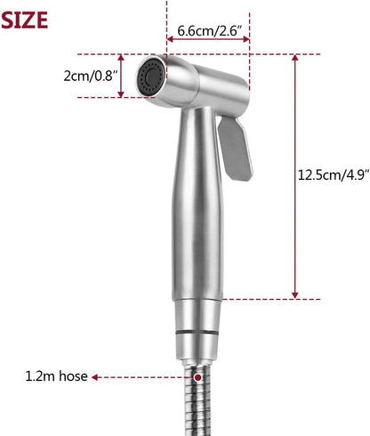 Handheld Bidet Sprayer | Cloth Diaper Sprayer | Modern Stainless Steel Bathroom Attachment with Hose