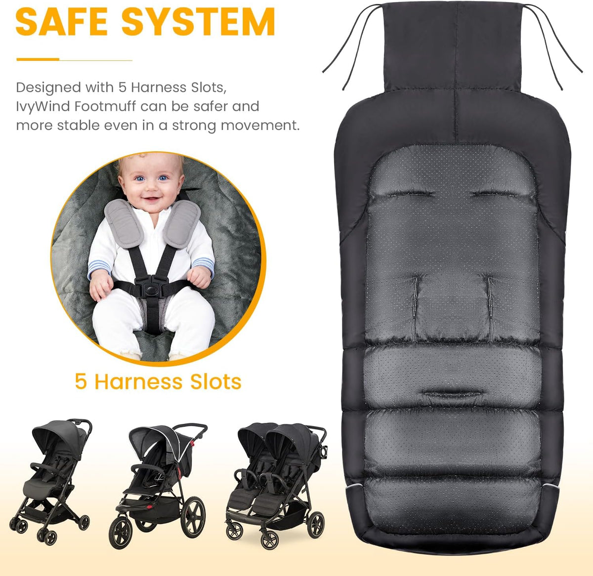 Stroller Footmuff, Universal Baby Bunting Bag, Weather-Proof Blanket