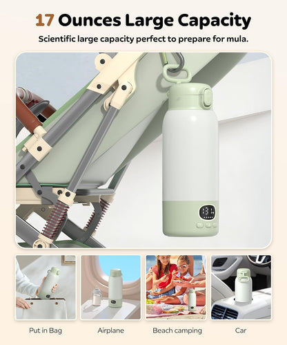 Portable Bottle Warmer for Travel, 45W Fast Charging Milk Warmer 17oz