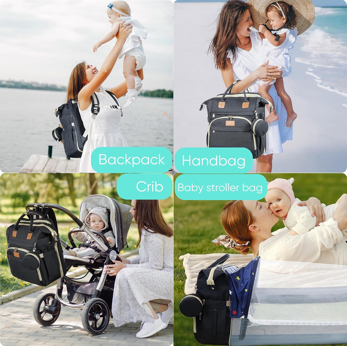 Baby Diaper Bag Backpack,Baby Shower Gifts, Multifunctional Travel Diaper Bag, Gifts for Mom with Portable Diaper Pad (Green)