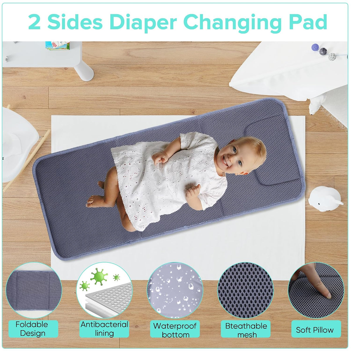 Baby Diaper Bag Backpack,Baby Shower Gifts, Multifunctional Travel Diaper Bag, Gifts for Mom with Portable Diaper Pad (Green)