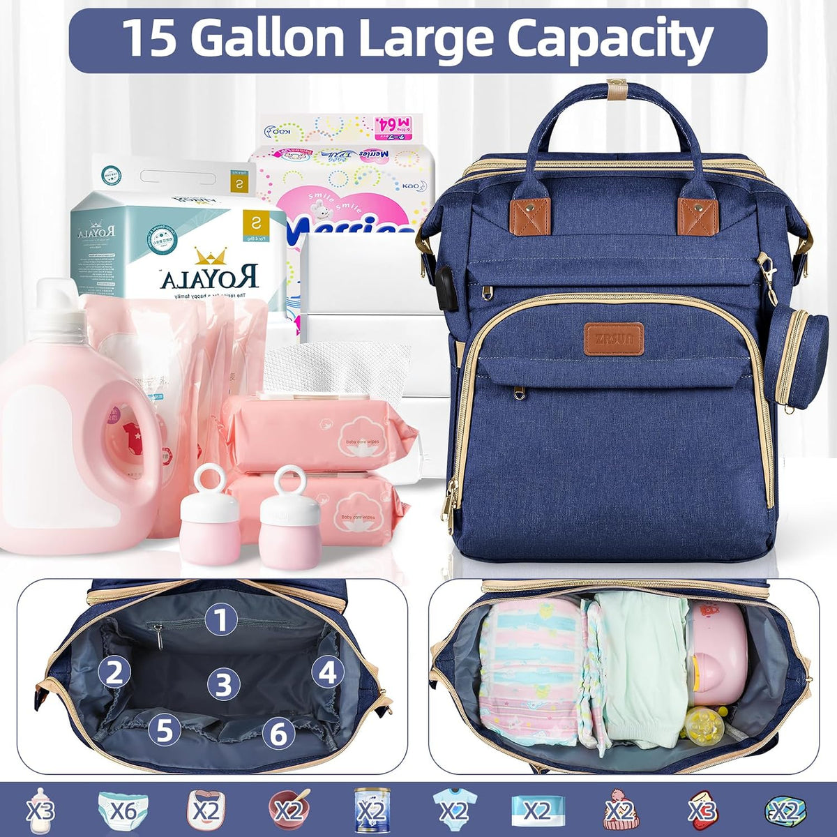 Baby Diaper Bag Backpack,Baby Shower Gifts, Multifunctional Travel Diaper Bag, Gifts for Mom with Portable Diaper Pad (Green)
