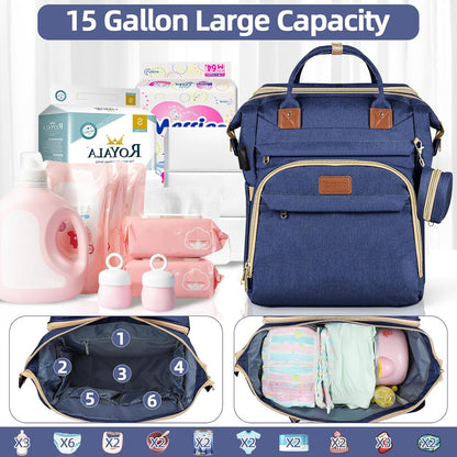 Baby Diaper Bag Backpack,Baby Shower Gifts, Multifunctional Travel Diaper Bag, Gifts for Mom with Portable Diaper Pad (Green)