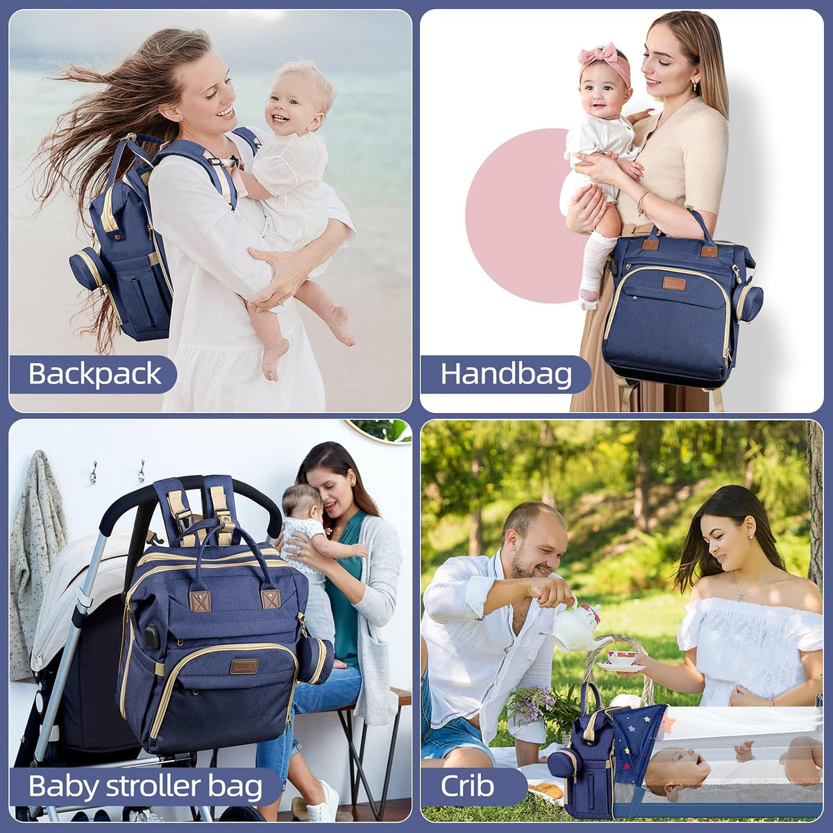 Baby Diaper Bag Backpack,Baby Shower Gifts, Multifunctional Travel Diaper Bag, Gifts for Mom with Portable Diaper Pad (Green)