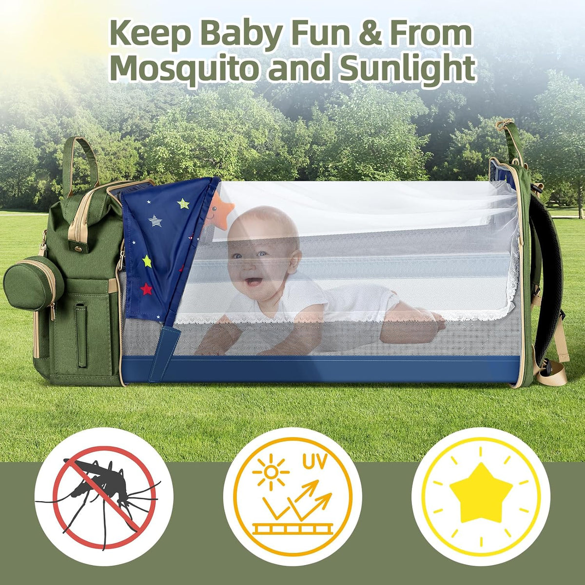 Baby Diaper Bag Backpack,Baby Shower Gifts, Multifunctional Travel Diaper Bag, Gifts for Mom with Portable Diaper Pad (Green)