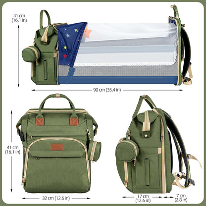 Baby Diaper Bag Backpack,Baby Shower Gifts, Multifunctional Travel Diaper Bag, Gifts for Mom with Portable Diaper Pad (Green)