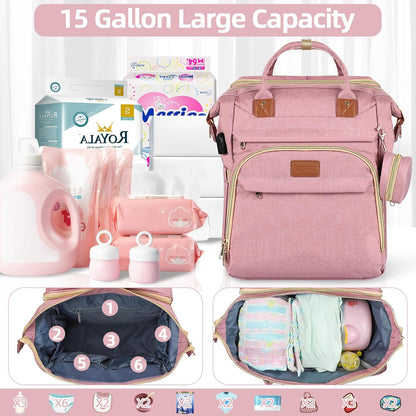 Baby Diaper Bag Backpack,Baby Shower Gifts, Multifunctional Travel Diaper Bag, Gifts for Mom with Portable Diaper Pad (Green)