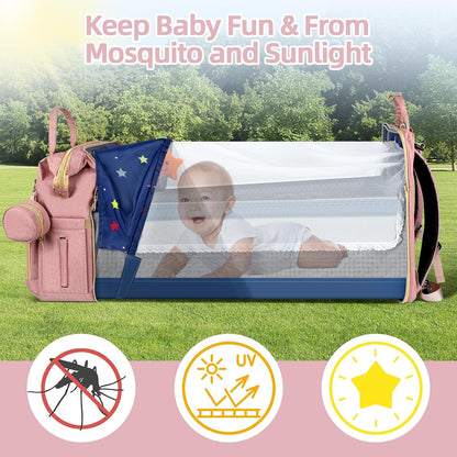 Baby Diaper Bag Backpack,Baby Shower Gifts, Multifunctional Travel Diaper Bag, Gifts for Mom with Portable Diaper Pad (Green)