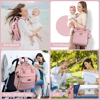 Baby Diaper Bag Backpack,Baby Shower Gifts, Multifunctional Travel Diaper Bag, Gifts for Mom with Portable Diaper Pad (Green)