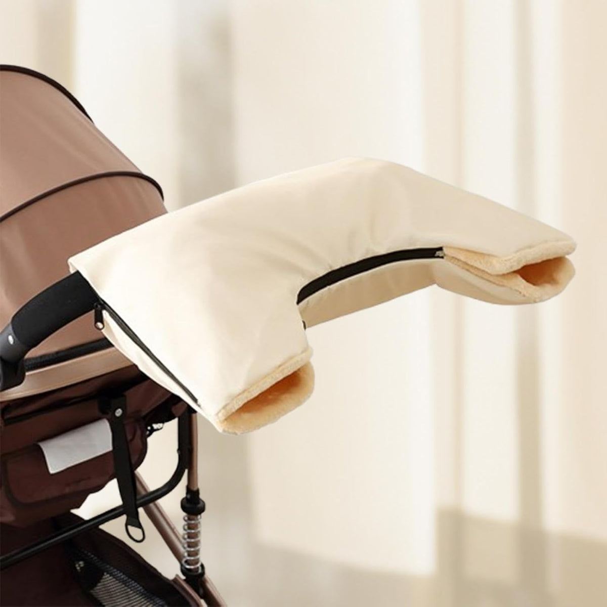 Stroller Gloves Hand Muff Pram Pushchair Gloves with Zipper Closure and Fleece Lining Windproof Waterproof Oxford Suitable for SCH, Yellow