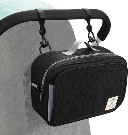 Stroller Organizer, Universal Stroller Organizer with Insulated Cup Holder Pocket, Dual Purpose Large Capacity Stroller Bag Caddy, Stroller Accessories Fits for Uppababy, Doona, Nuna Strollers