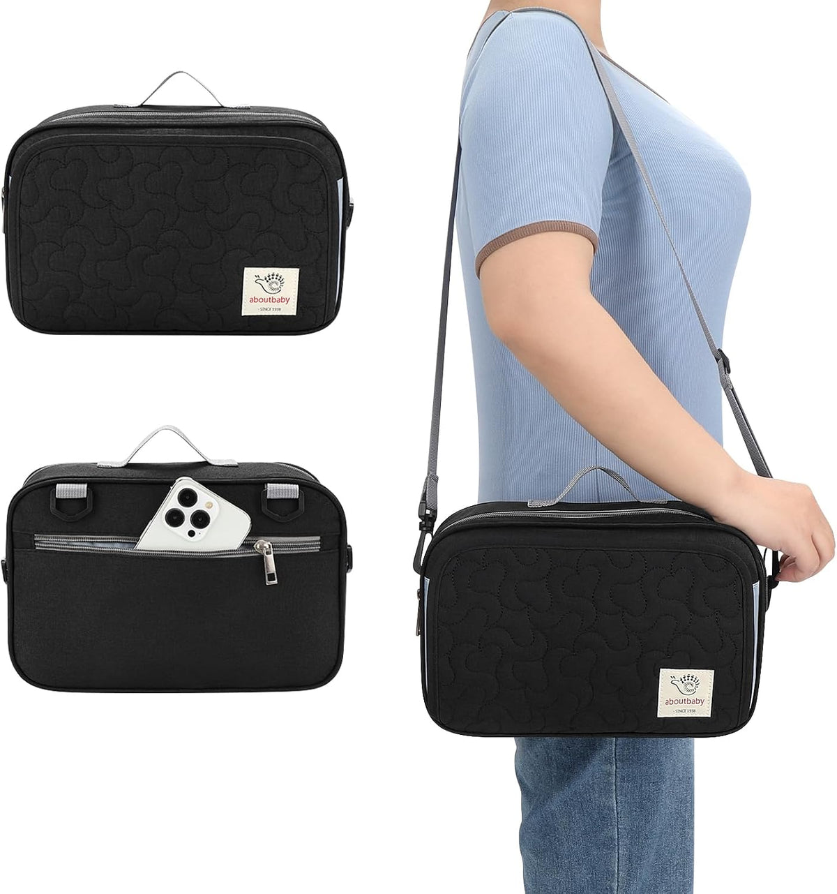 Stroller Organizer, Universal Stroller Organizer with Insulated Cup Holder Pocket, Dual Purpose Large Capacity Stroller Bag Caddy, Stroller Accessories Fits for Uppababy, Doona, Nuna Strollers