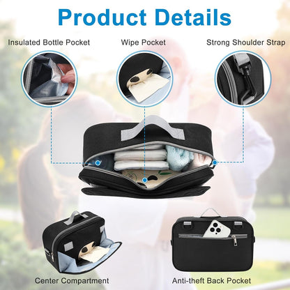 Stroller Organizer, Universal Stroller Organizer with Insulated Cup Holder Pocket, Dual Purpose Large Capacity Stroller Bag Caddy, Stroller Accessories Fits for Uppababy, Doona, Nuna Strollers