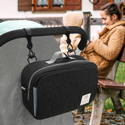 Stroller Organizer, Universal Stroller Organizer with Insulated Cup Holder Pocket, Dual Purpose Large Capacity Stroller Bag Caddy, Stroller Accessories Fits for Uppababy, Doona, Nuna Strollers