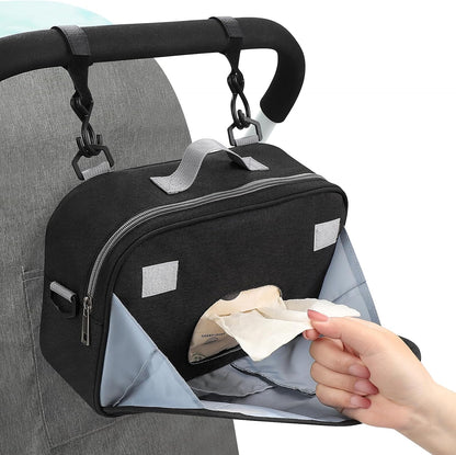 Stroller Organizer, Universal Stroller Organizer with Insulated Cup Holder Pocket, Dual Purpose Large Capacity Stroller Bag Caddy, Stroller Accessories Fits for Uppababy, Doona, Nuna Strollers