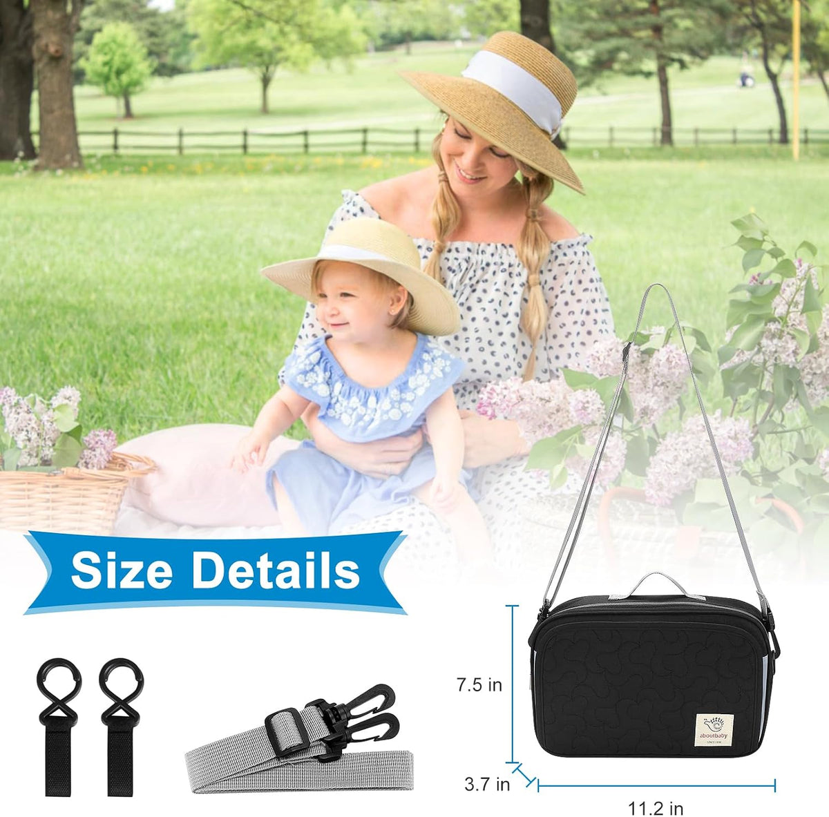 Stroller Organizer, Universal Stroller Organizer with Insulated Cup Holder Pocket, Dual Purpose Large Capacity Stroller Bag Caddy, Stroller Accessories Fits for Uppababy, Doona, Nuna Strollers