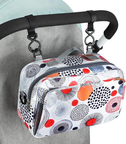 Stroller Organizer, Universal Stroller Organizer with Insulated Cup Holder Pocket, Dual Purpose Large Capacity Stroller Bag Caddy, Stroller Accessories Fits for Uppababy, Doona, Nuna Strollers