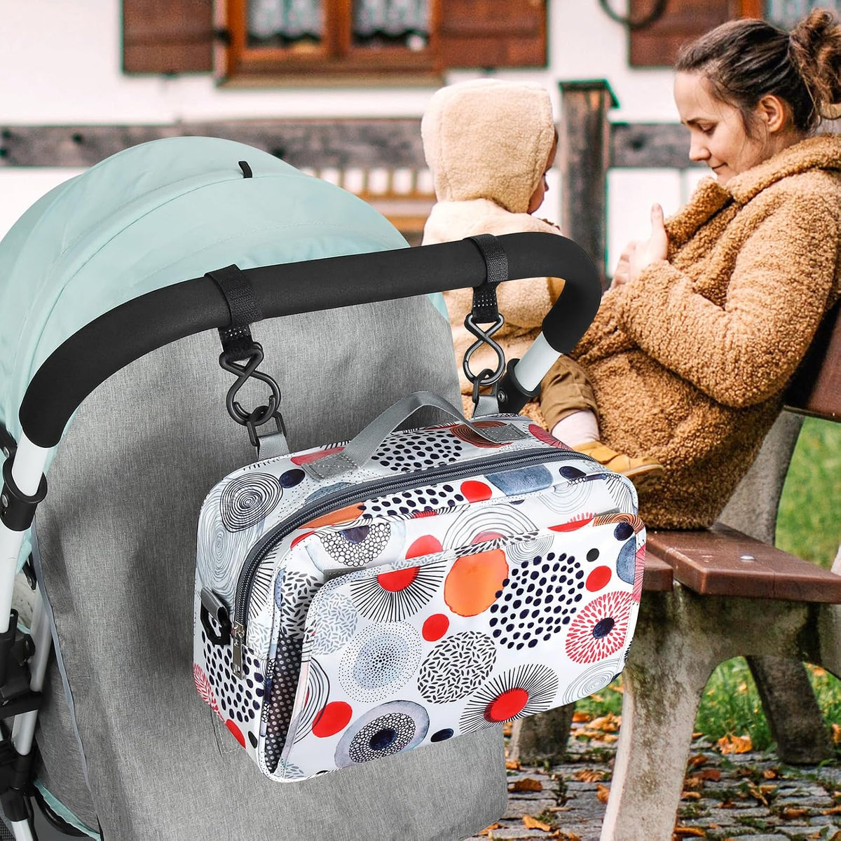 Stroller Organizer, Universal Stroller Organizer with Insulated Cup Holder Pocket, Dual Purpose Large Capacity Stroller Bag Caddy, Stroller Accessories Fits for Uppababy, Doona, Nuna Strollers