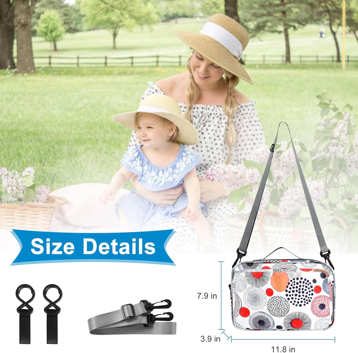 Stroller Organizer, Universal Stroller Organizer with Insulated Cup Holder Pocket, Dual Purpose Large Capacity Stroller Bag Caddy, Stroller Accessories Fits for Uppababy, Doona, Nuna Strollers