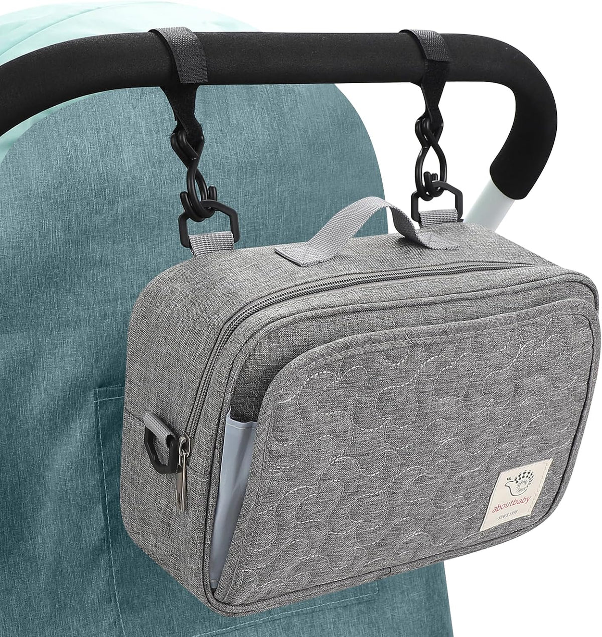 Stroller Organizer, Universal Stroller Organizer with Insulated Cup Holder Pocket, Dual Purpose Large Capacity Stroller Bag Caddy, Stroller Accessories Fits for Uppababy, Doona, Nuna Strollers