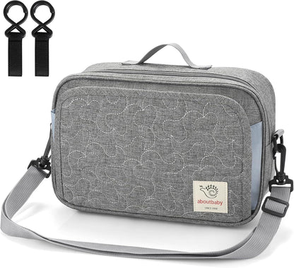 Stroller Organizer, Universal Stroller Organizer with Insulated Cup Holder Pocket, Dual Purpose Large Capacity Stroller Bag Caddy, Stroller Accessories Fits for Uppababy, Doona, Nuna Strollers