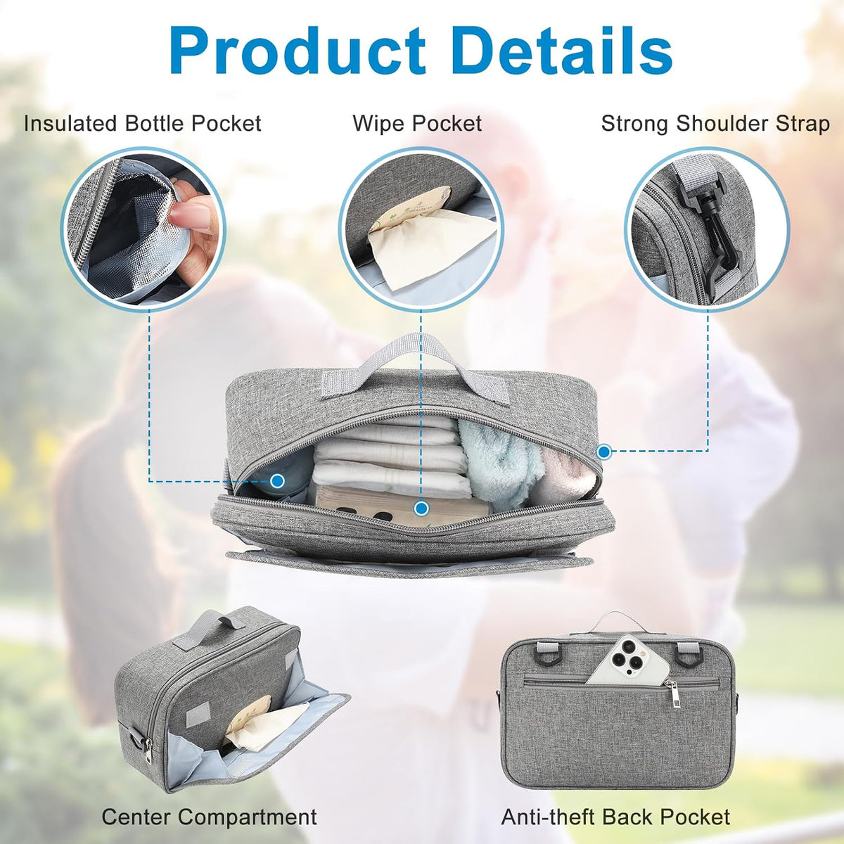 Stroller Organizer, Universal Stroller Organizer with Insulated Cup Holder Pocket, Dual Purpose Large Capacity Stroller Bag Caddy, Stroller Accessories Fits for Uppababy, Doona, Nuna Strollers