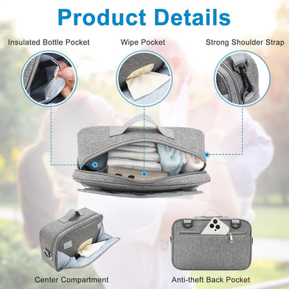 Stroller Organizer, Universal Stroller Organizer with Insulated Cup Holder Pocket, Dual Purpose Large Capacity Stroller Bag Caddy, Stroller Accessories Fits for Uppababy, Doona, Nuna Strollers