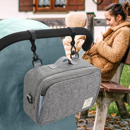 Stroller Organizer, Universal Stroller Organizer with Insulated Cup Holder Pocket, Dual Purpose Large Capacity Stroller Bag Caddy, Stroller Accessories Fits for Uppababy, Doona, Nuna Strollers