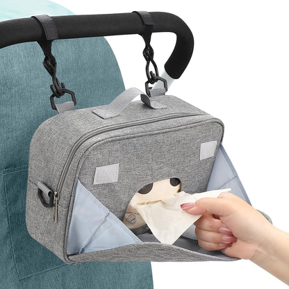 Stroller Organizer, Universal Stroller Organizer with Insulated Cup Holder Pocket, Dual Purpose Large Capacity Stroller Bag Caddy, Stroller Accessories Fits for Uppababy, Doona, Nuna Strollers