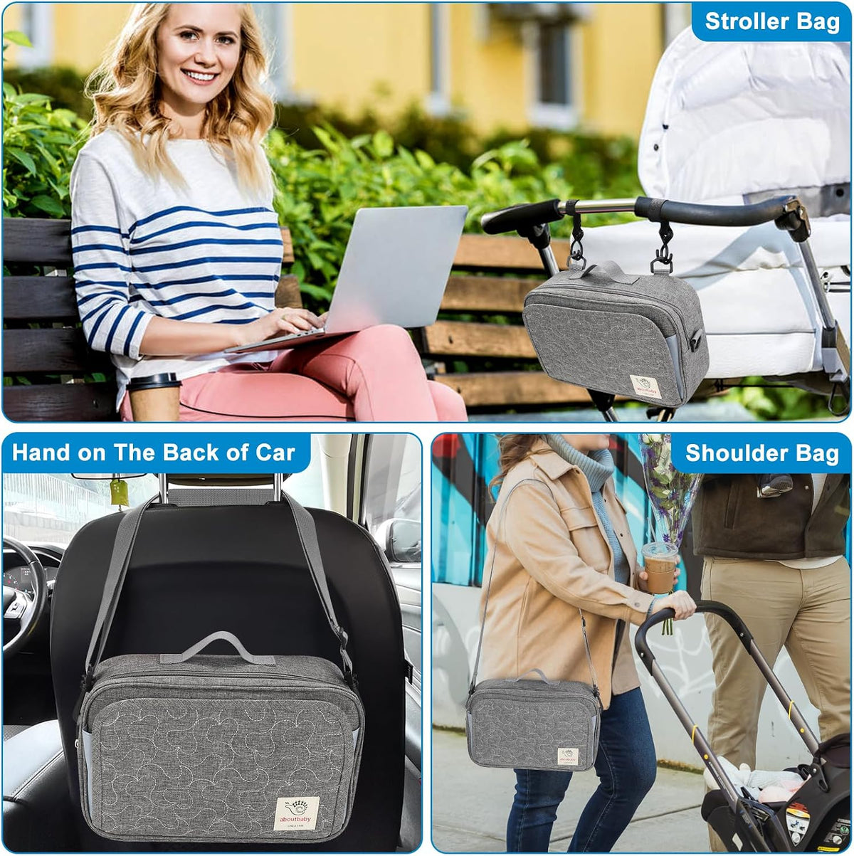 Stroller Organizer, Universal Stroller Organizer with Insulated Cup Holder Pocket, Dual Purpose Large Capacity Stroller Bag Caddy, Stroller Accessories Fits for Uppababy, Doona, Nuna Strollers