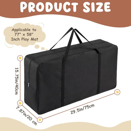 Extra Large Storage Bag for Play Mat 29.5 x 15.75 Inch Foldable Play Mat Stroage Bag 600d Waterproof Oxford Portable Handbag, Compatible with Baby Crawling/playing Pad for Travel and Home Storage