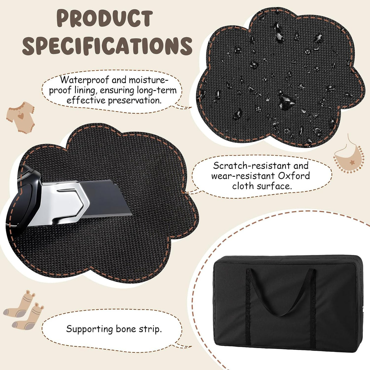 Extra Large Storage Bag for Play Mat 29.5 x 15.75 Inch Foldable Play Mat Stroage Bag 600d Waterproof Oxford Portable Handbag, Compatible with Baby Crawling/playing Pad for Travel and Home Storage