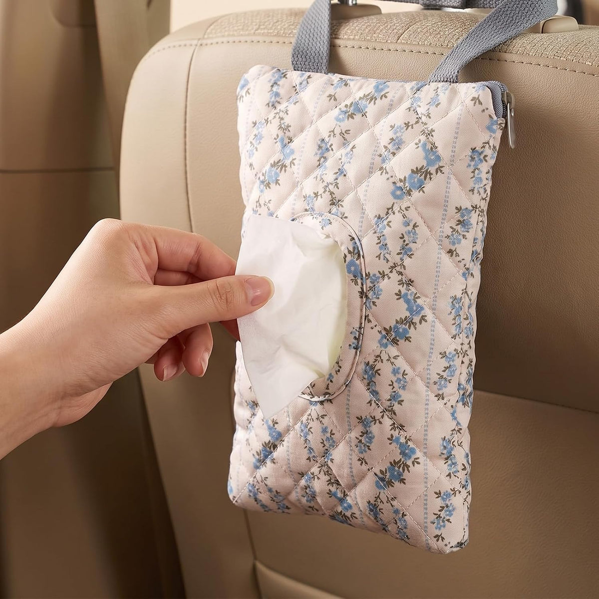 Quilted Diaper Wipe Pouch Hanging Floral Wet Wipes Bag