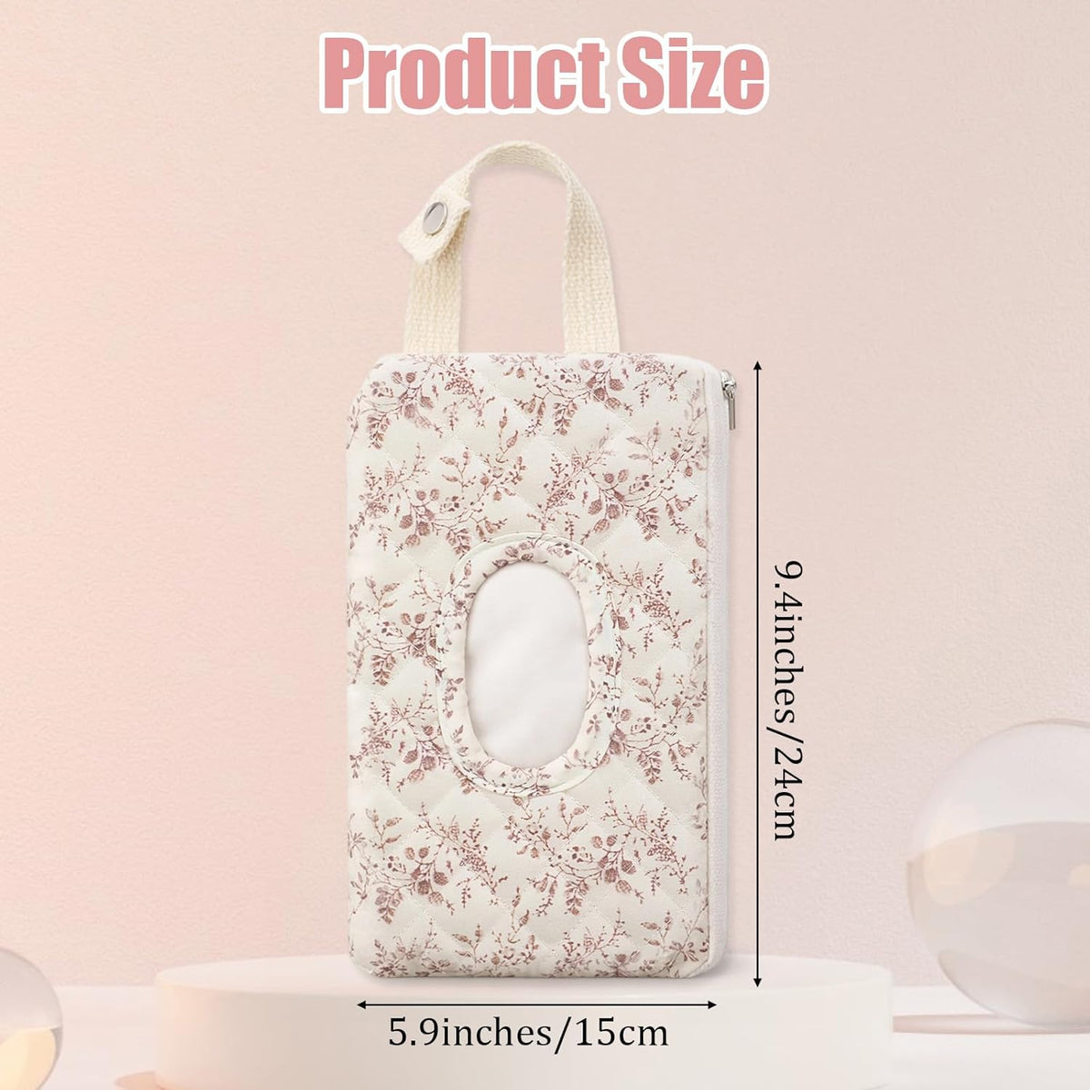 Quilted Diaper Wipe Pouch Hanging Floral Wet Wipes Bag