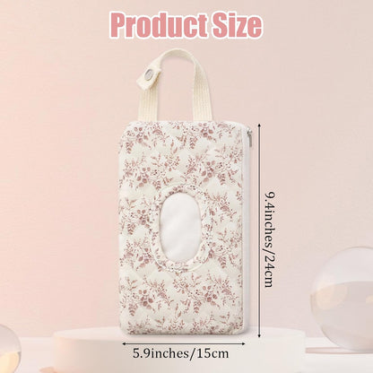 Quilted Diaper Wipe Pouch Hanging Floral Wet Wipes Bag