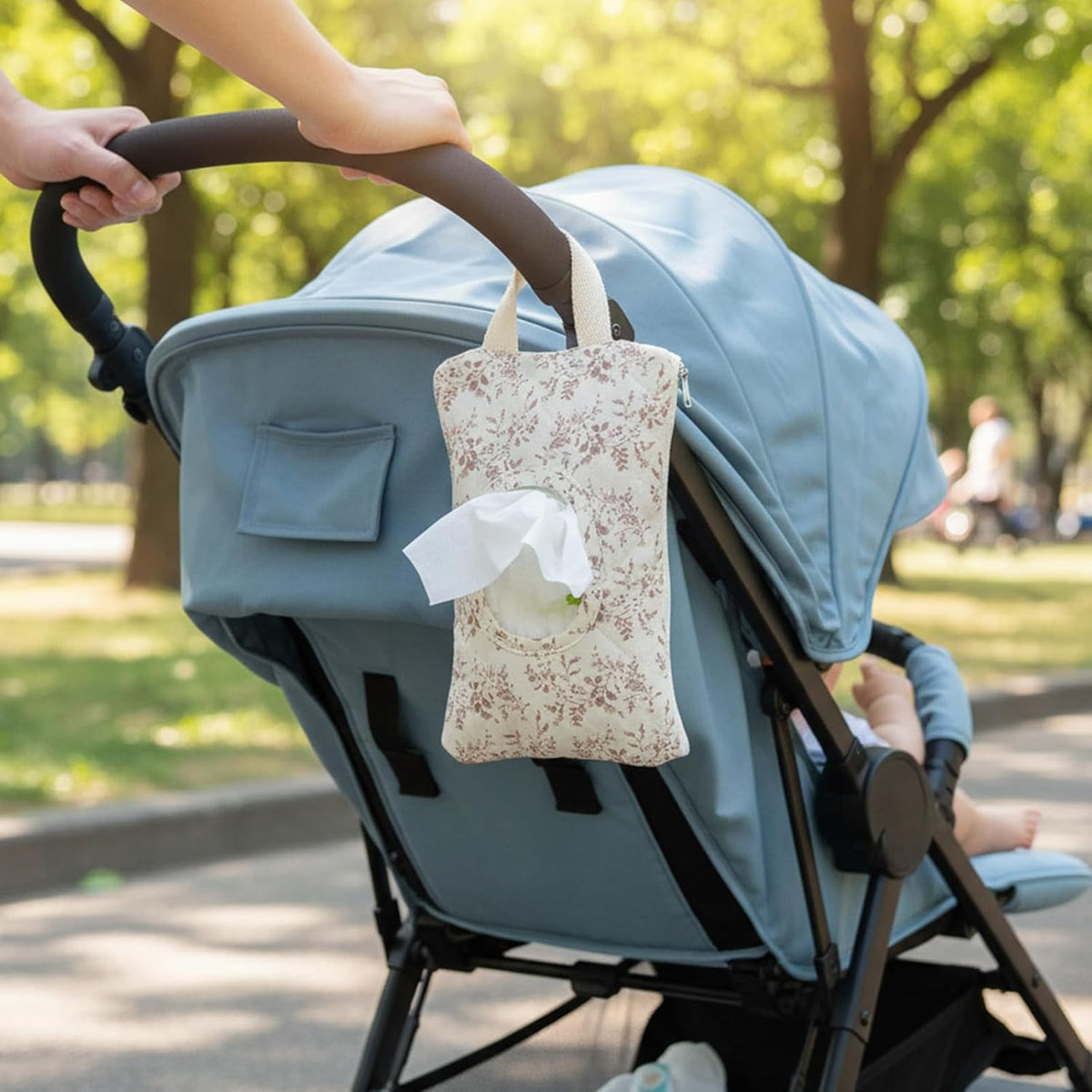 Quilted Diaper Wipe Pouch Hanging Floral Wet Wipes Bag