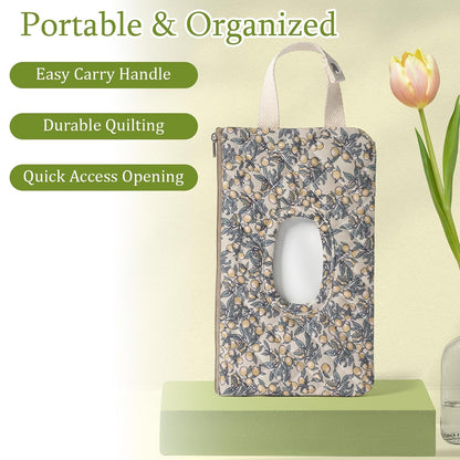 Quilted Diaper Wipe Pouch Hanging Floral Wet Wipes Bag