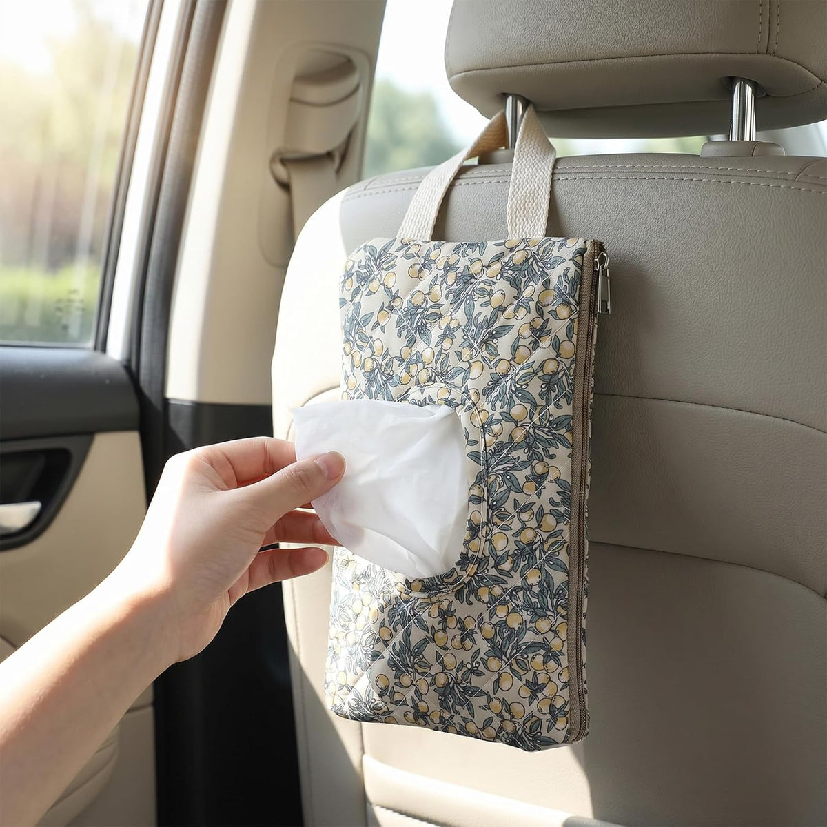 Quilted Diaper Wipe Pouch Hanging Floral Wet Wipes Bag