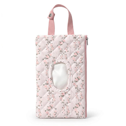 Quilted Diaper Wipe Pouch Hanging Floral Wet Wipes Bag