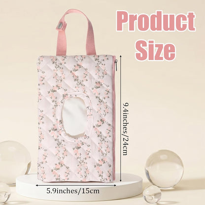 Quilted Diaper Wipe Pouch Hanging Floral Wet Wipes Bag