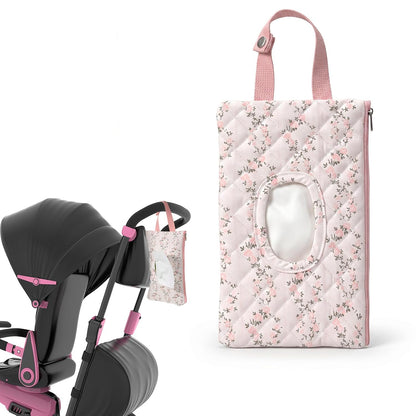 Quilted Diaper Wipe Pouch Hanging Floral Wet Wipes Bag