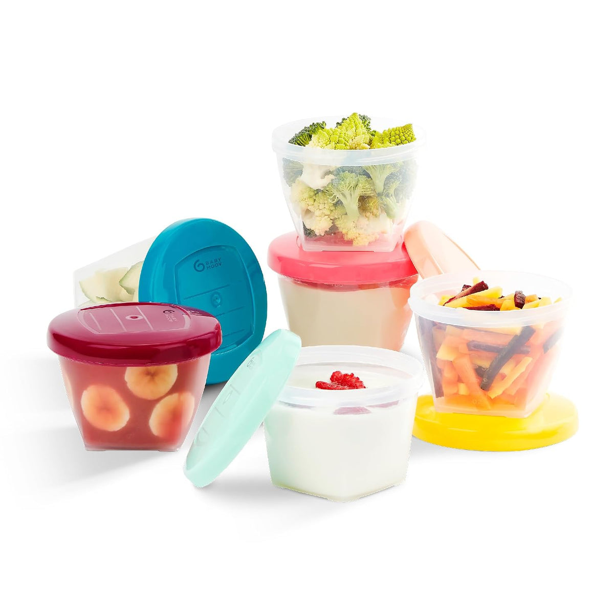 Baby Food Jars, Set of 6 (6oz Each) Storage Containers, BPA-Free Leakproof Silicone Lids, Microwave, Freezer & Dishwasher Safe, Perfect Meals & Snacks, Baby Registry Essential